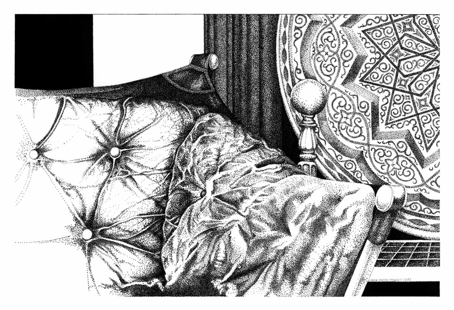 Stipple ink drawing on BFK