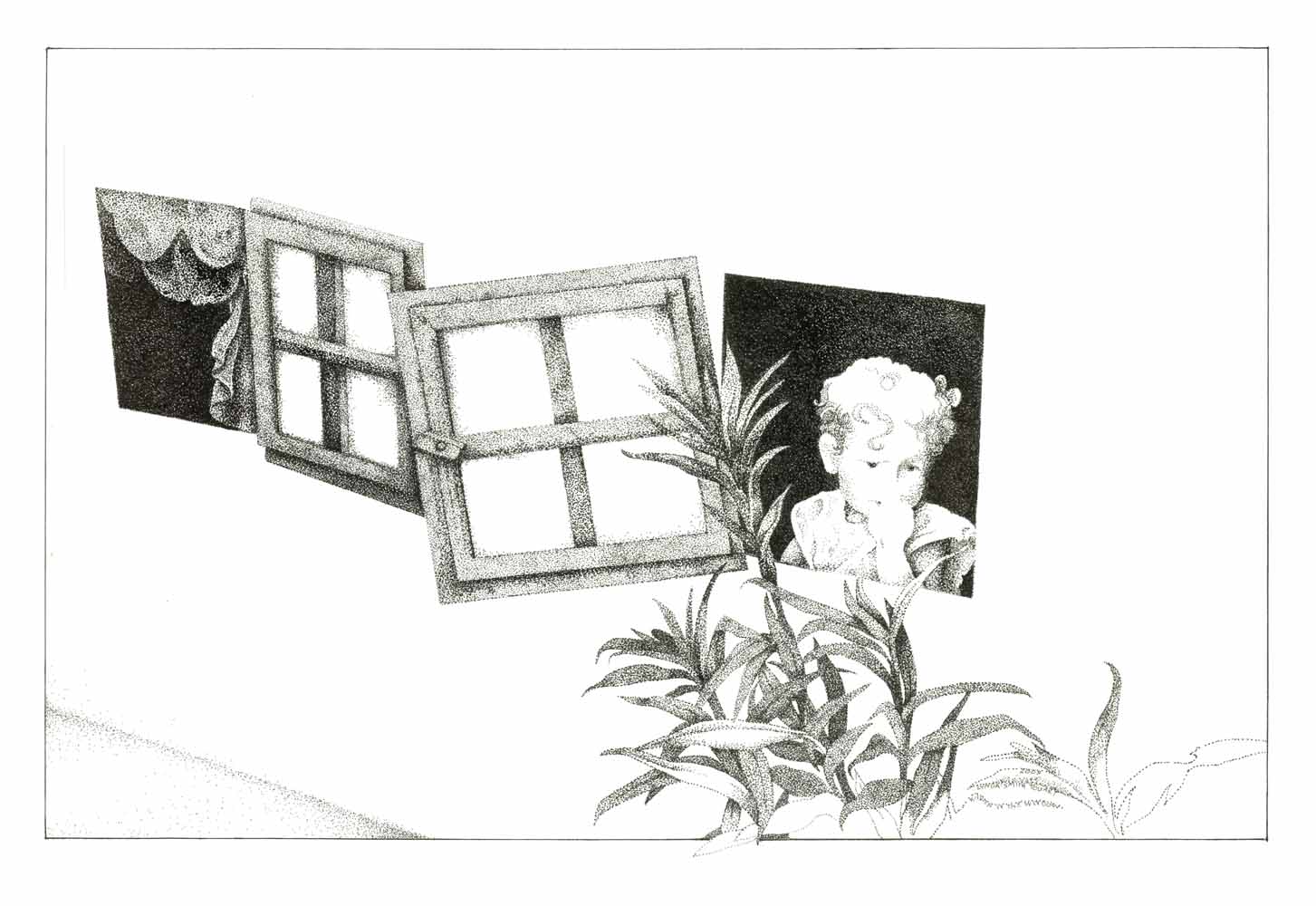 Stipple ink drawing on BFK