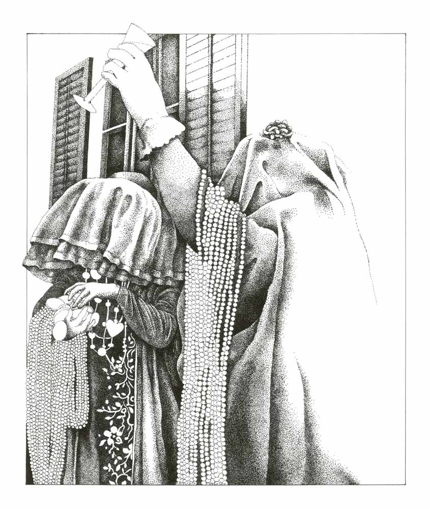 Stipple ink drawing on BFK